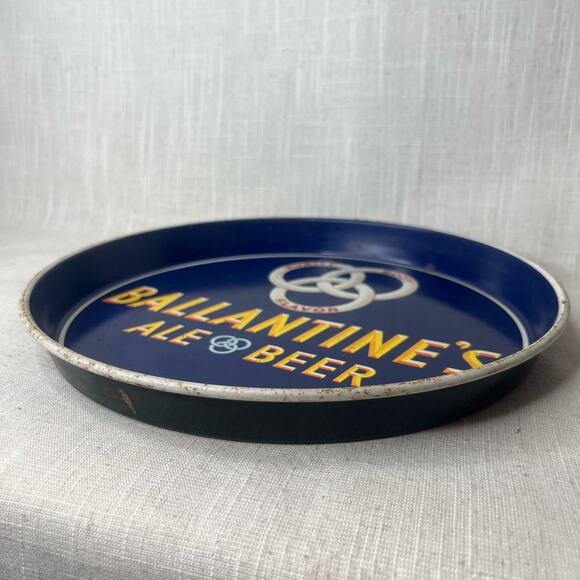 Vintage Ballantines Metal Beer Tray Navy Blue Litho Tin Advertising MCM Barware - Picture 4 of 9